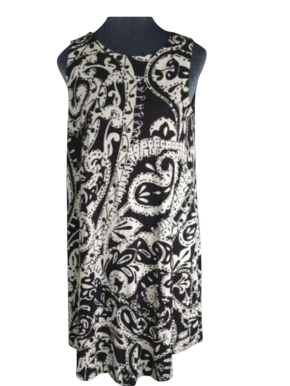 LOFT Petites Black & White Paisley Sleeveless Swing Dress Size Small Petite
